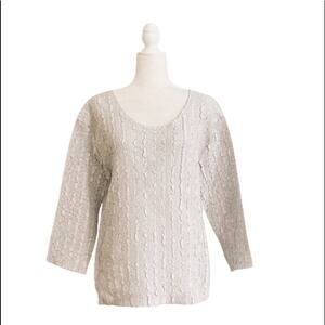 Magic Woman Top Blouse It Fits Gray Silver Crinkle Stretch Blouse Top Size Xl-2X